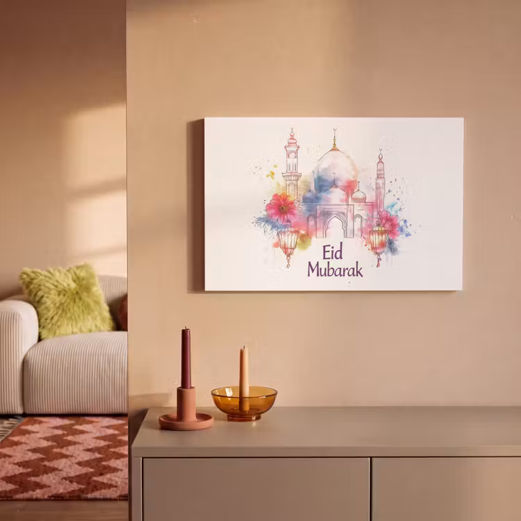 Canvas schilderij - Moskee - Eid Mubarak - Suikerfeest - Kleurrijk - Ramadan - Islamitische — 2