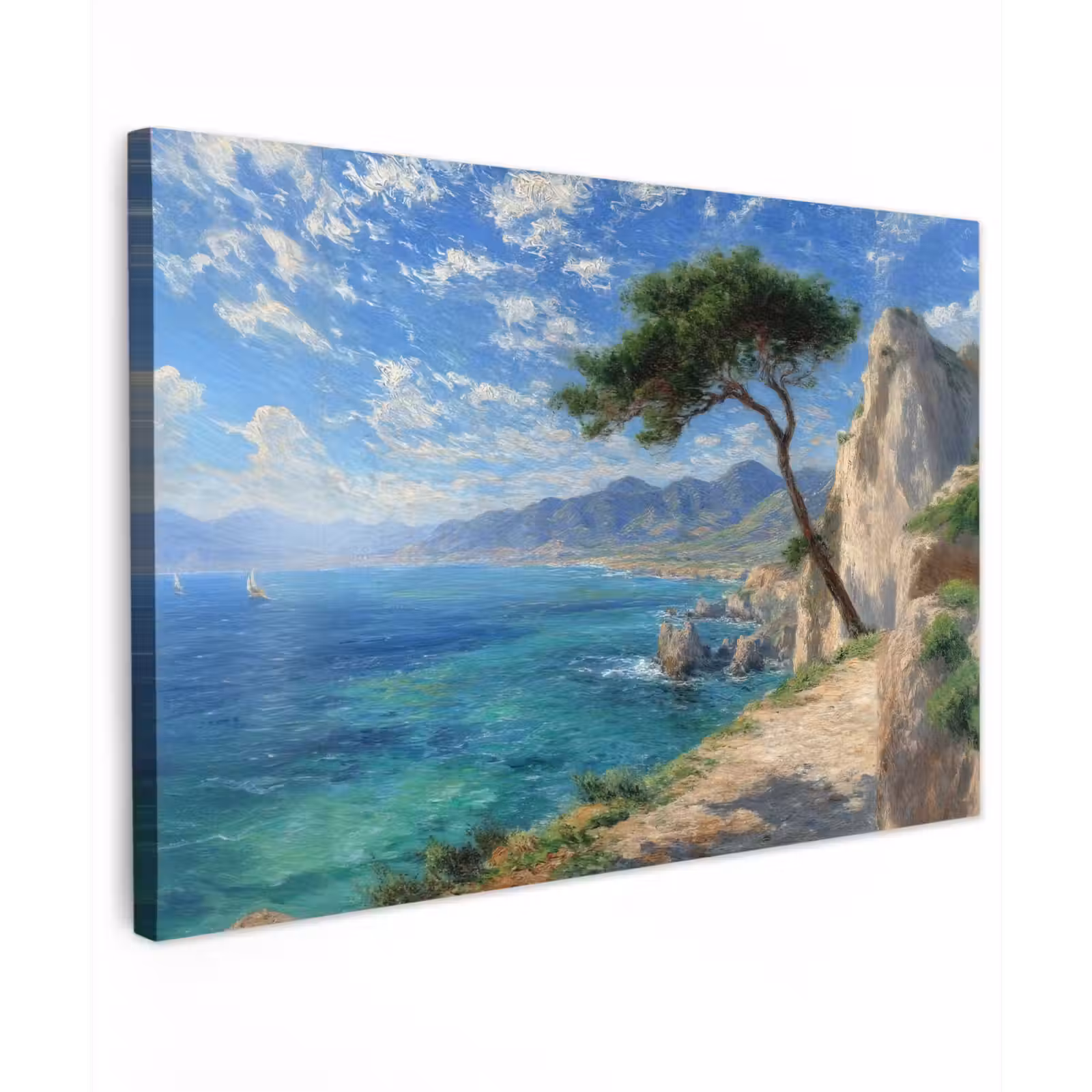 Canvas schilderij - Rotsen - Kustlijn - Boom - Bergen — 1