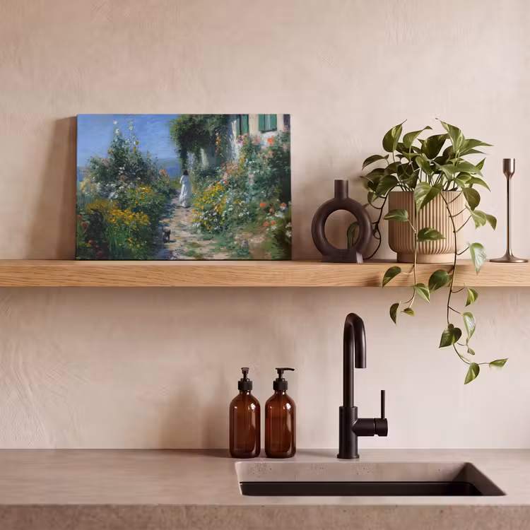 Canvas schilderij - Kat - Vrouw - Bloemen - Huis — 4