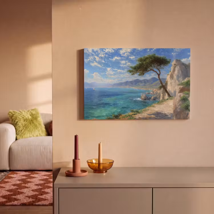 Canvas schilderij - Rotsen - Kustlijn - Boom - Bergen — 2