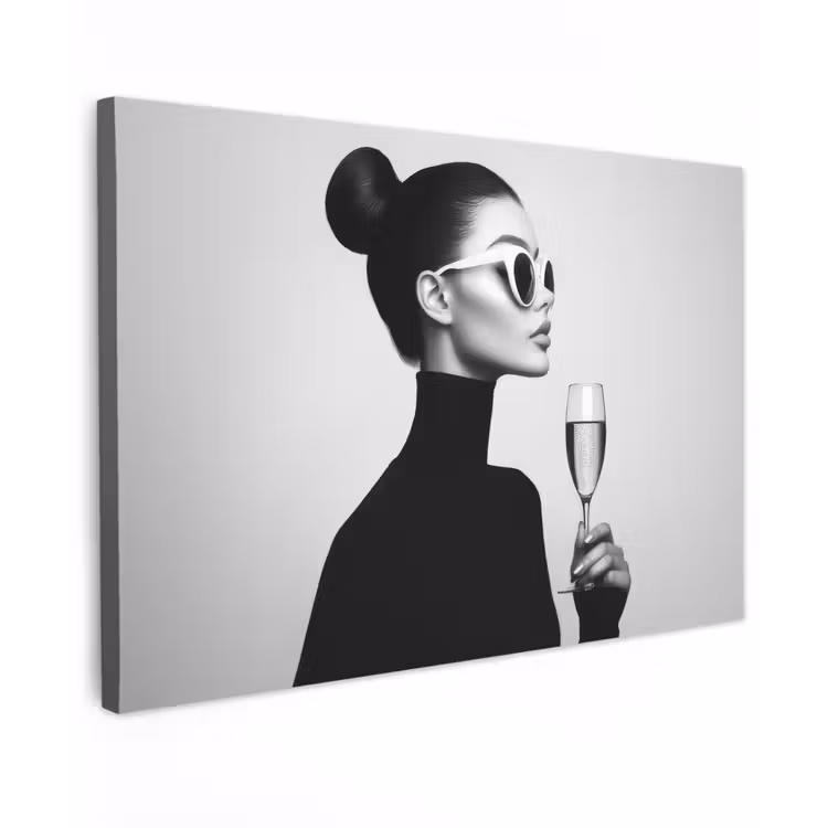 Canvas schilderij - Vrouw - Champagne - Modern — 1