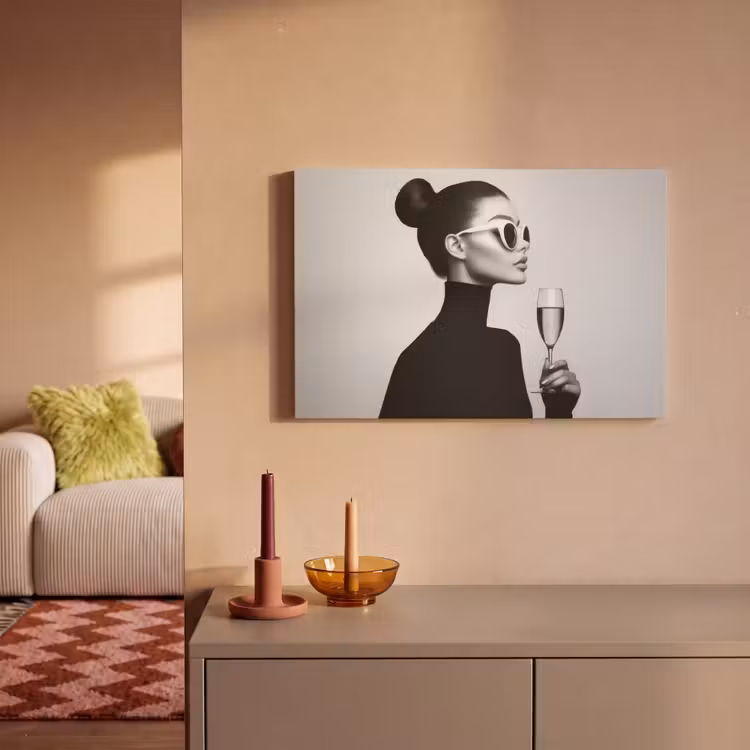 Canvas schilderij - Vrouw - Champagne - Modern — 2