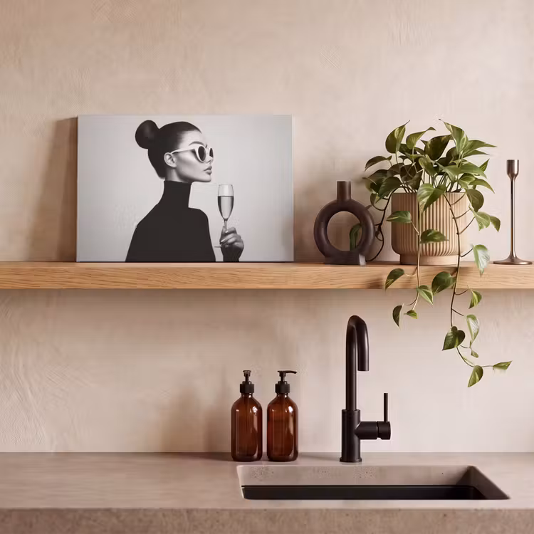 Canvas schilderij - Vrouw - Champagne - Modern — 4