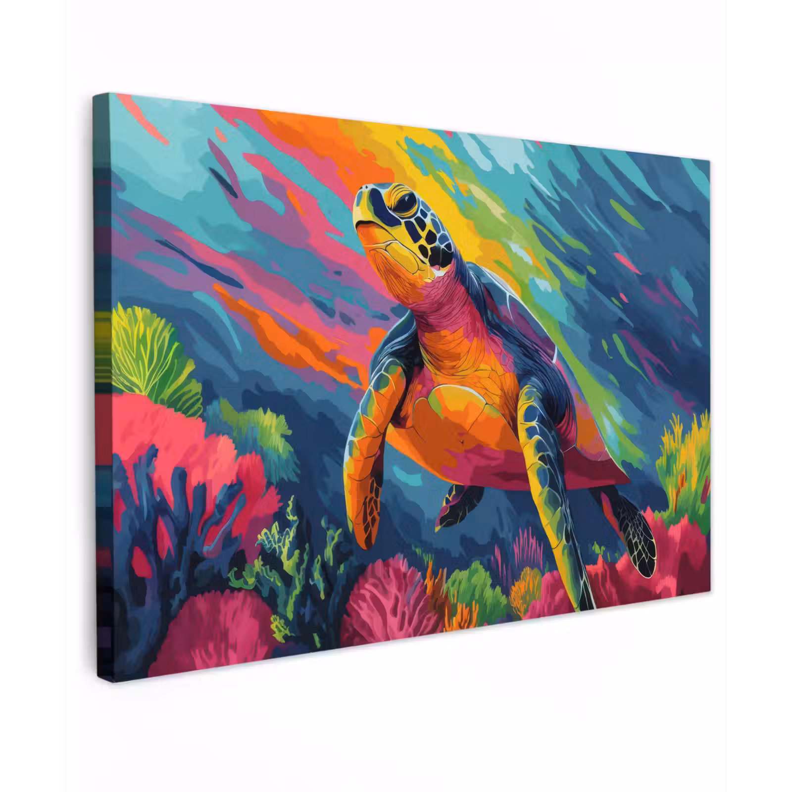 Canvas schilderij - Koraal - Schildpad - Abstract - Water — 1