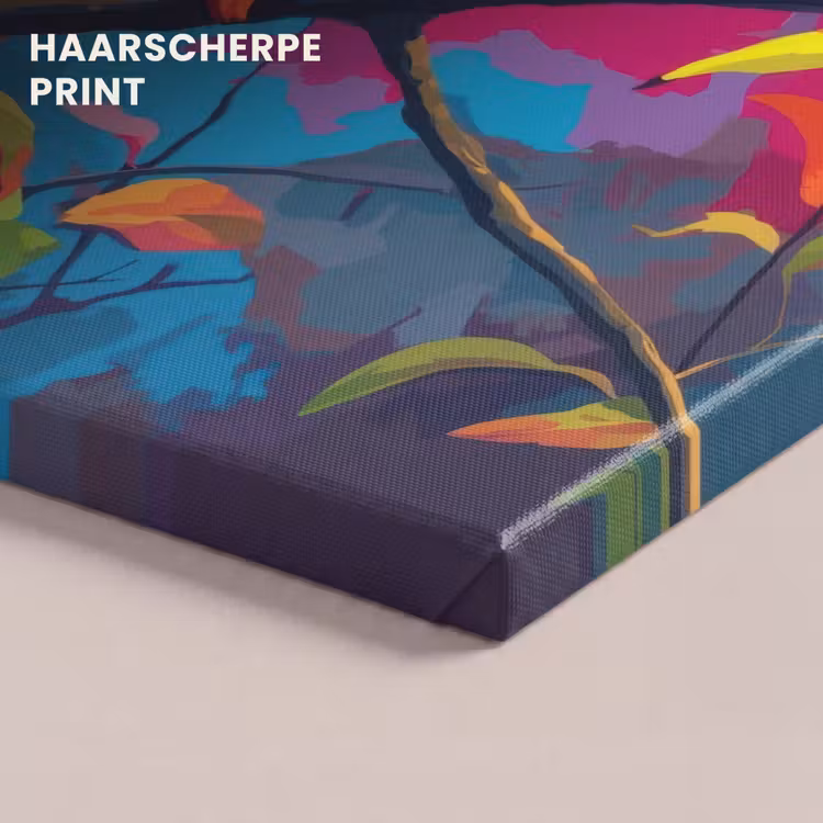 Canvas schilderij - Kameleon - Tak - Gestreept - Bladeren — 5