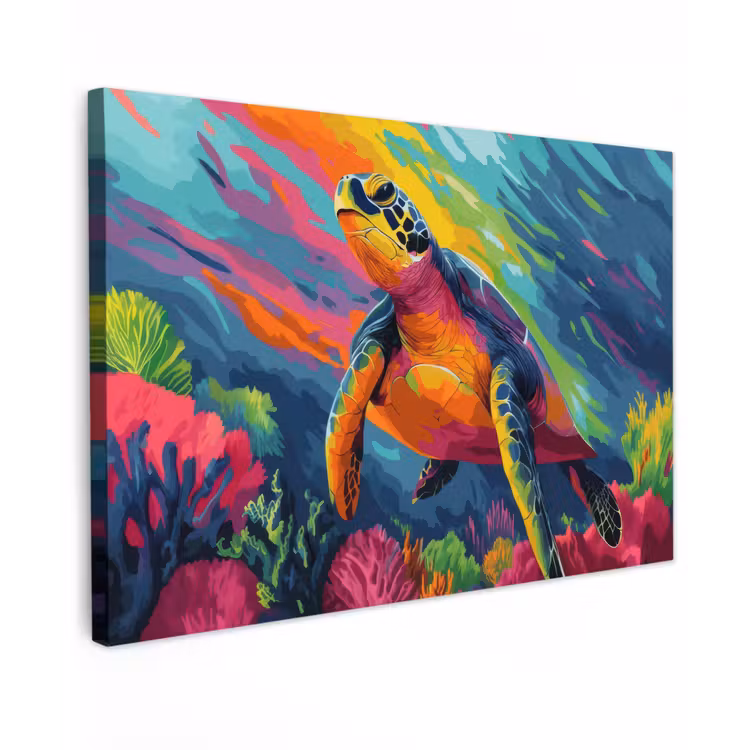 Canvas schilderij - Koraal - Schildpad - Abstract - Water — 1