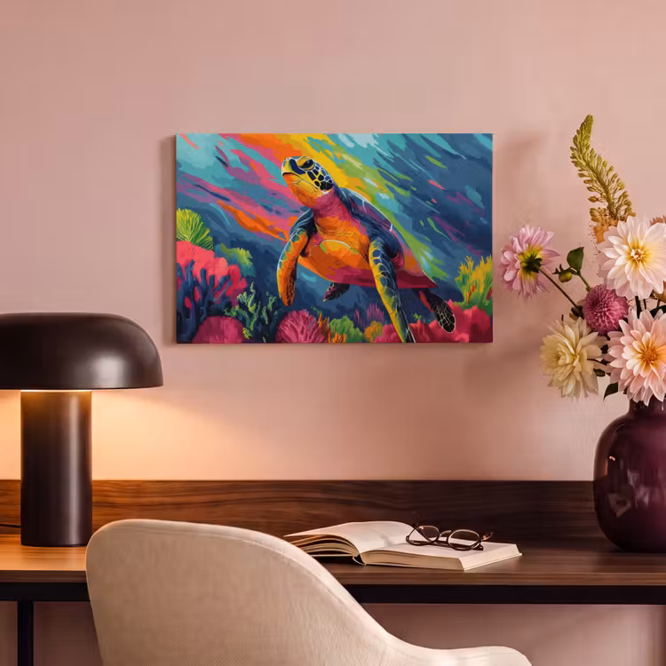 Canvas schilderij - Koraal - Schildpad - Abstract - Water — 6