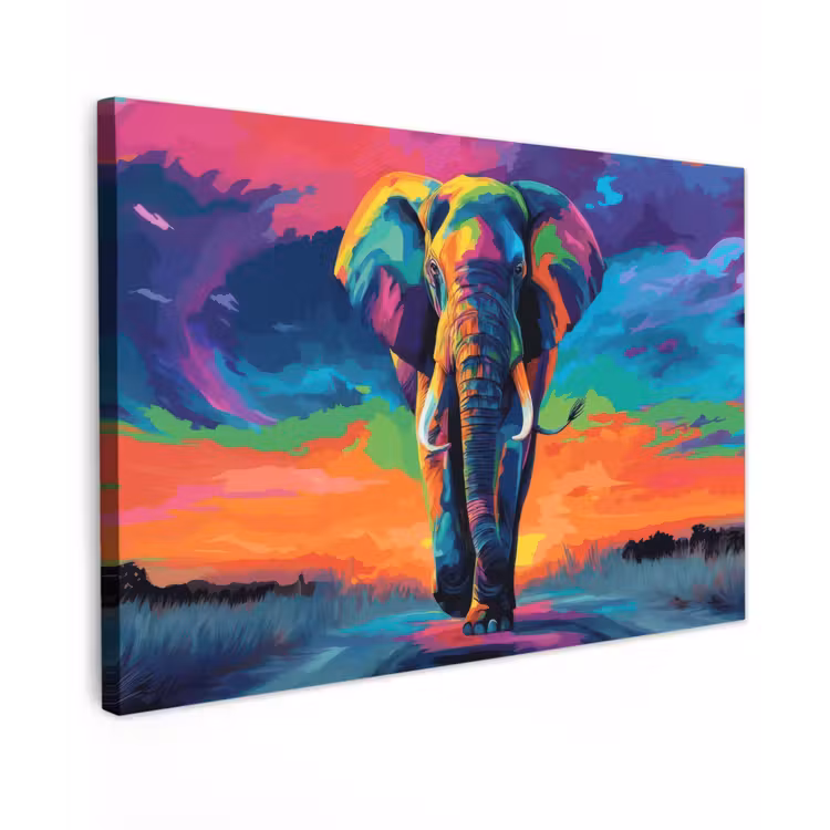 Canvas schilderij - Olifant - Kleurrijk - Lucht - Abstract — 1