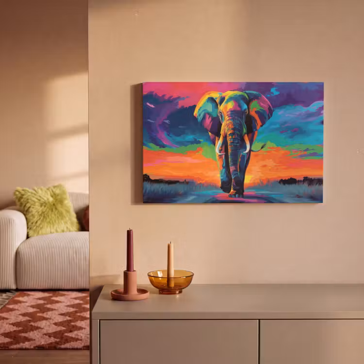 Canvas schilderij - Olifant - Kleurrijk - Lucht - Abstract — 2