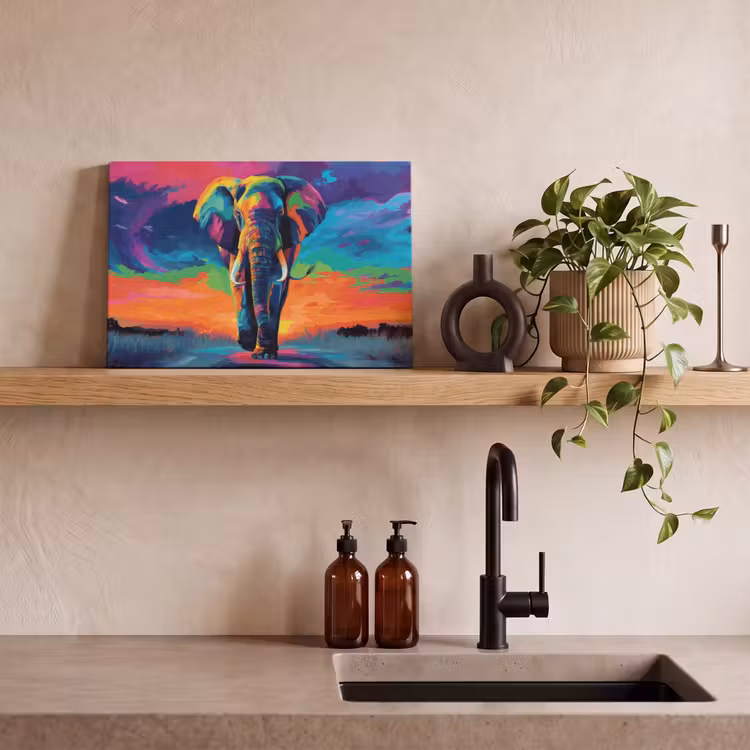 Canvas schilderij - Olifant - Kleurrijk - Lucht - Abstract — 4