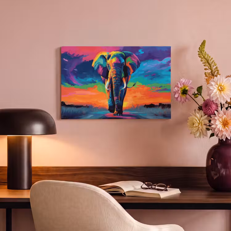 Canvas schilderij - Olifant - Kleurrijk - Lucht - Abstract — 6