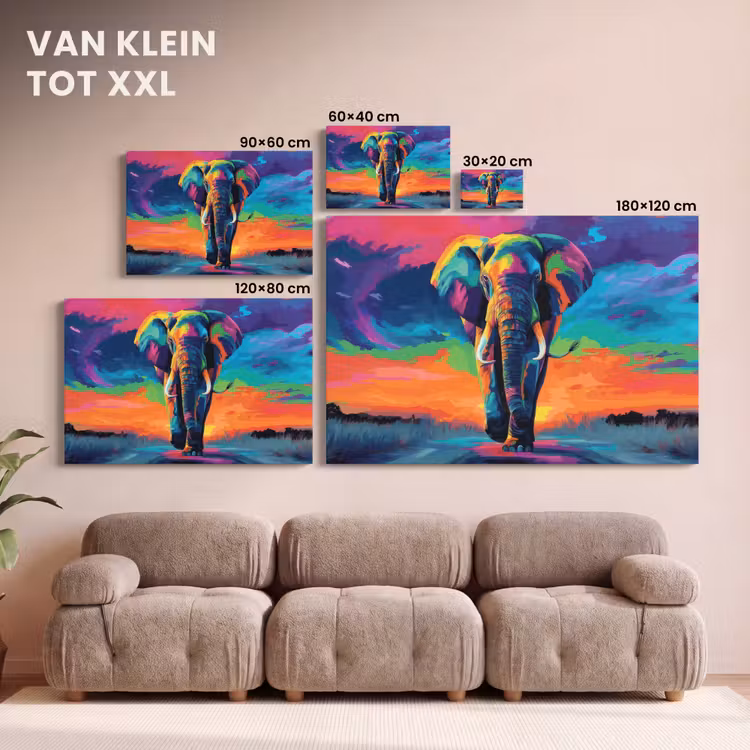 Canvas schilderij - Olifant - Kleurrijk - Lucht - Abstract — 8