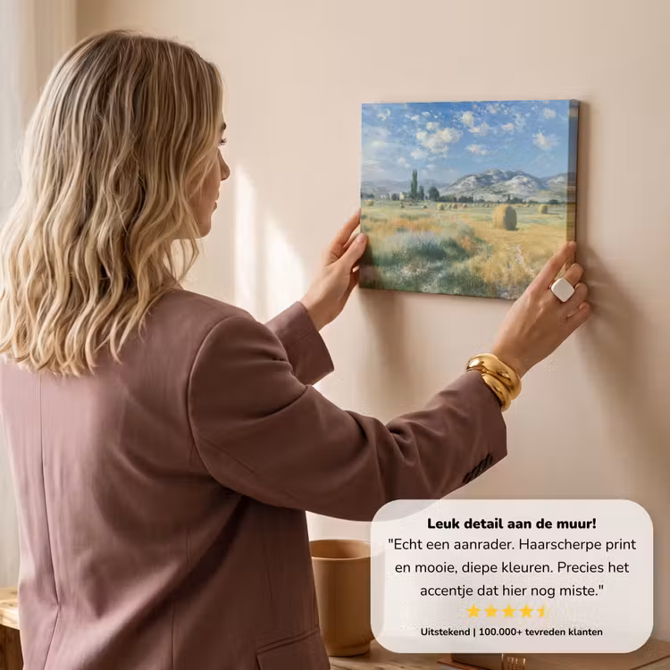 Canvas schilderij - Landschap - Strobalen - Bergen - Wolken — 3