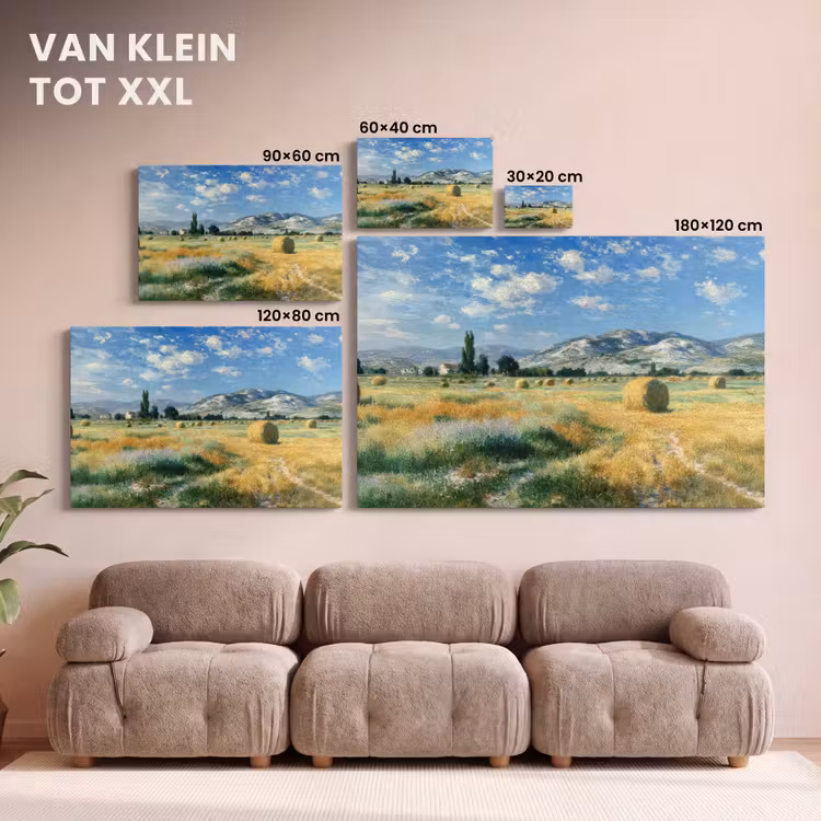Canvas schilderij - Landschap - Strobalen - Bergen - Wolken — 8