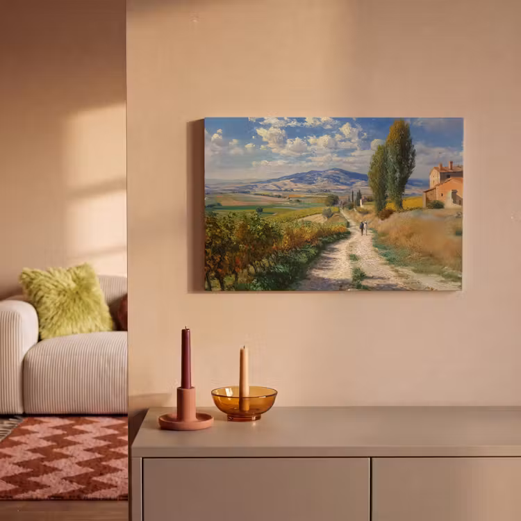 Canvas schilderij - Mensen - Wandelen - Zandpad - Velden — 2