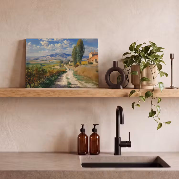 Canvas schilderij - Mensen - Wandelen - Zandpad - Velden — 4