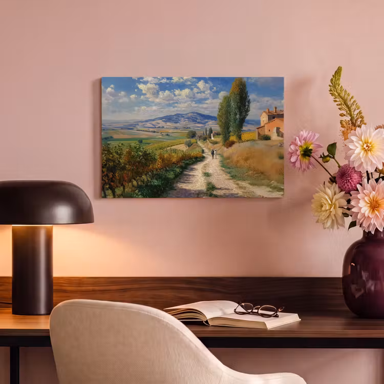 Canvas schilderij - Mensen - Wandelen - Zandpad - Velden — 6