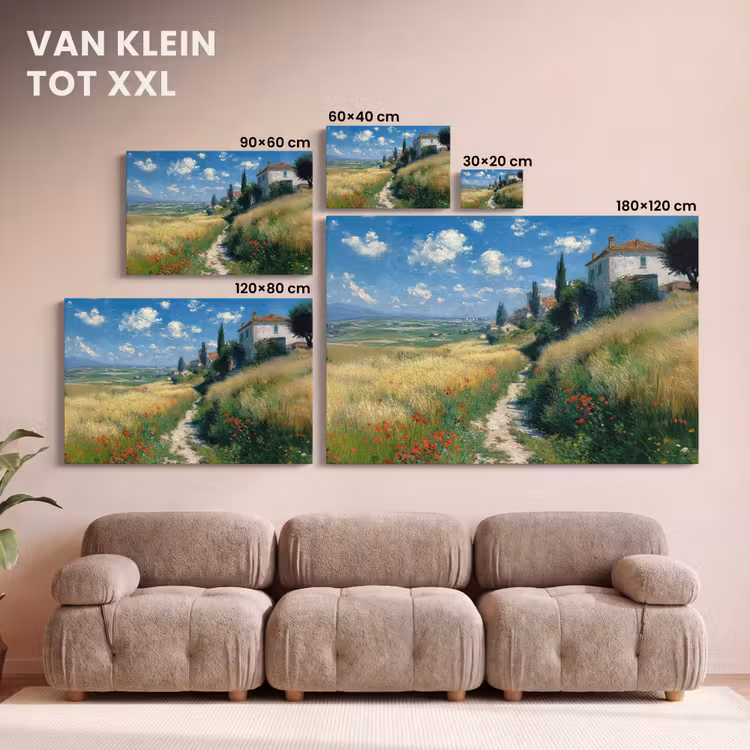 Canvas schilderij - Zandpad - Huis - Bomen - Grasveld — 8