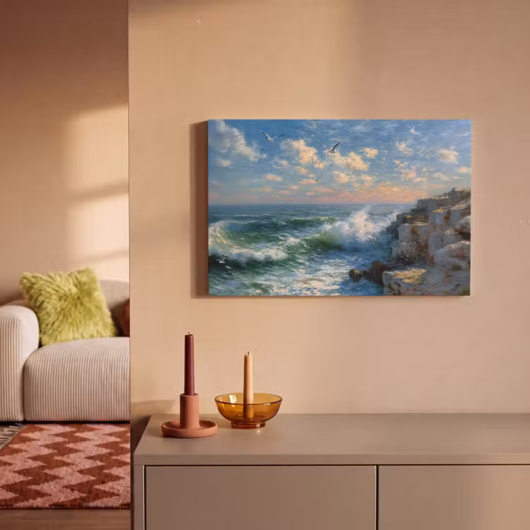 Canvas schilderij - Zee - Golven - Rotsen - Meeuwen — 2