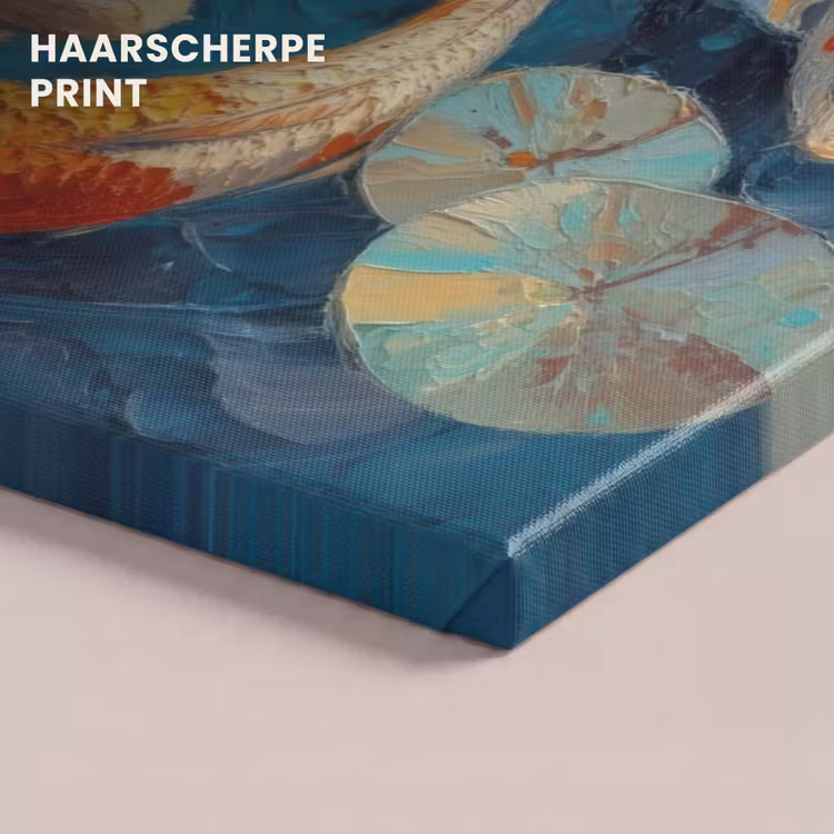 Canvas schilderij - Vissen - Waterlelies - Oranje - Water — 5