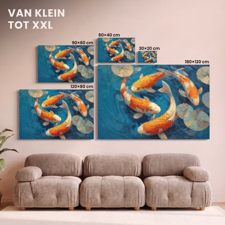 Canvas schilderij - Vissen - Waterlelies - Oranje - Water — 8