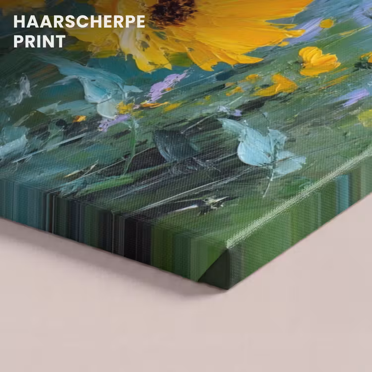Canvas schilderij - Penseelstreken - Bloemen - Felgeel - Abstract — 5