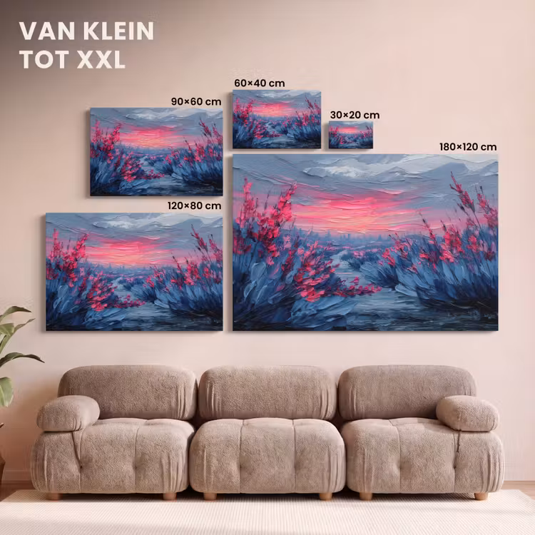 Canvas schilderij - Schilderij - Zonsondergang - Bloemen - Rivier — 8