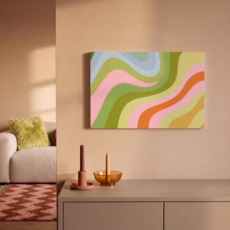 Canvas schilderij - Lijnen - Pasteltinten - Golvend — 2