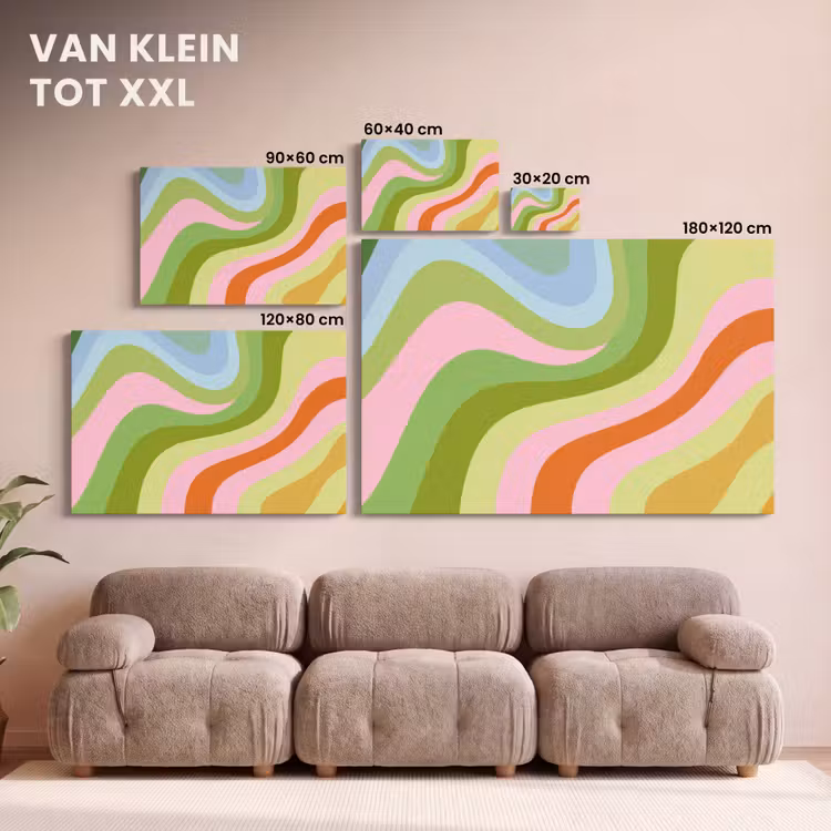 Canvas schilderij - Lijnen - Pasteltinten - Golvend — 8