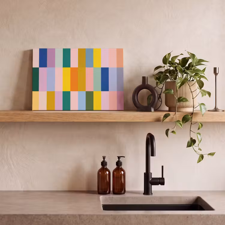 Canvas schilderij - Stroken - Blauw - Patroon - Abstract — 4