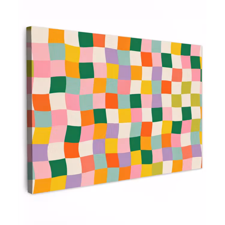 Canvas schilderij - Vierkanten - Kleurrijk - Golvend — 1