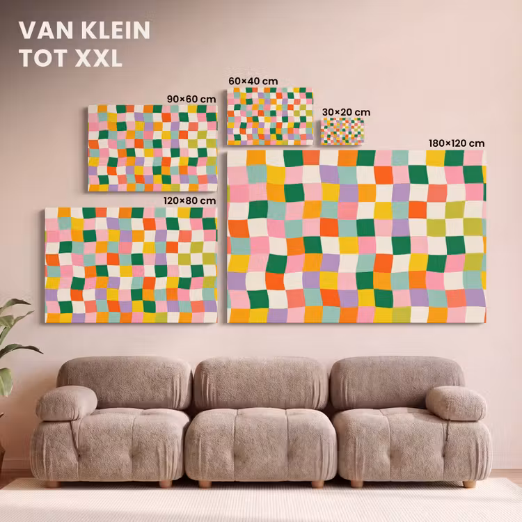 Canvas schilderij - Vierkanten - Kleurrijk - Golvend — 8