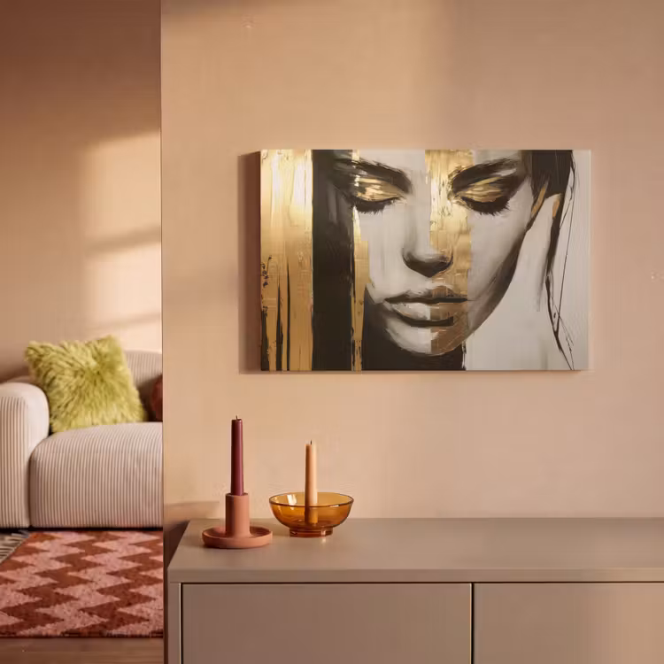 Canvas schilderij - Ogen - Gezicht - Goud - Strepen — 2