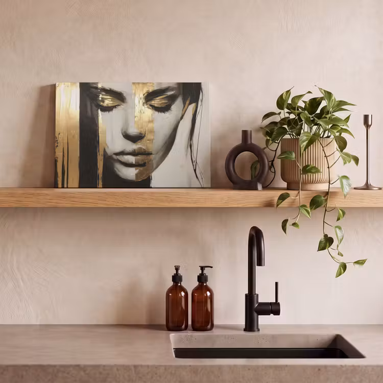 Canvas schilderij - Ogen - Gezicht - Goud - Strepen — 4