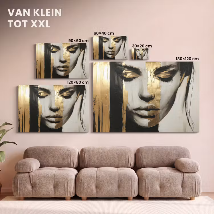 Canvas schilderij - Ogen - Gezicht - Goud - Strepen — 8