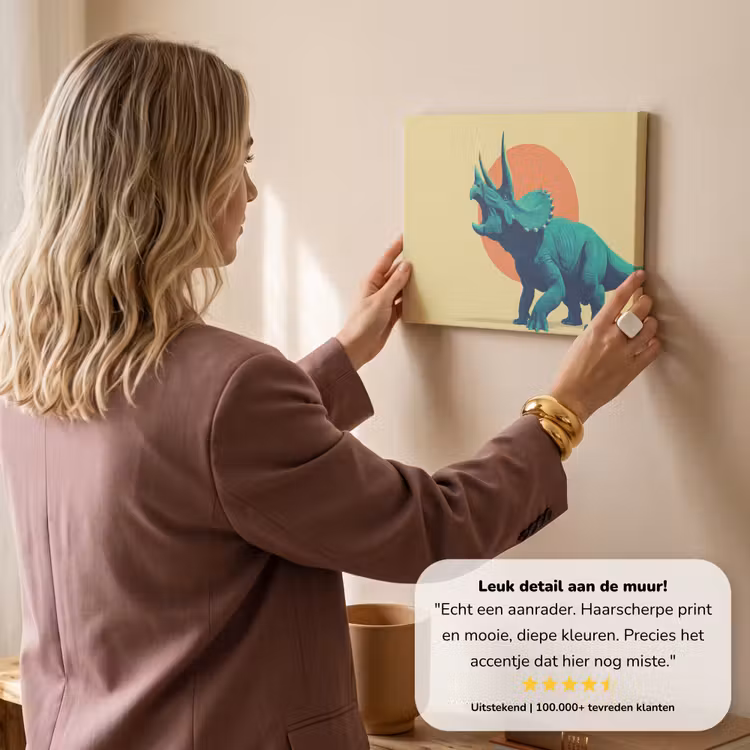 Canvas schilderij - Triceratops - Cirkel - Oranje - Hoorns — 3