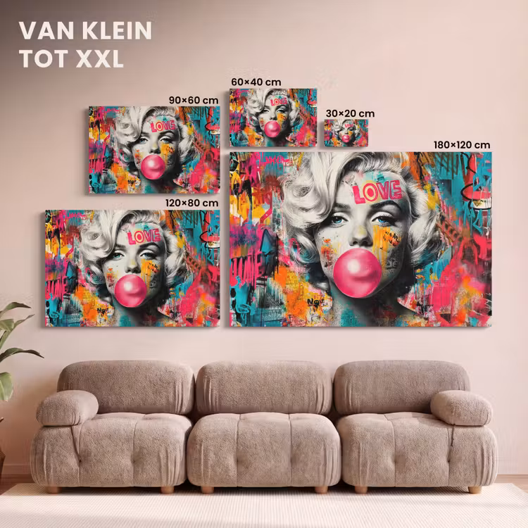 Canvas schilderij - Vrouw - Kauwgom - Graffiti - Neonkleuren — 8