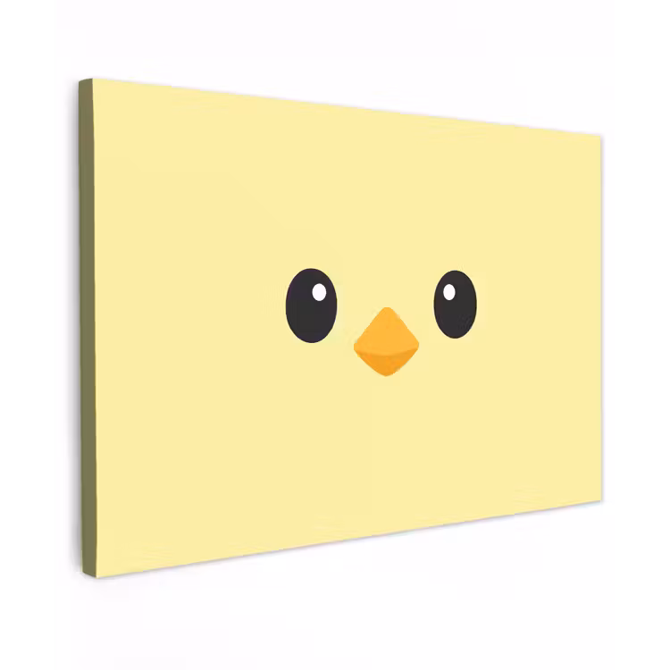 Canvas schilderij - Kuiken - Vrolijk - Geel - Minimalistisch — 1