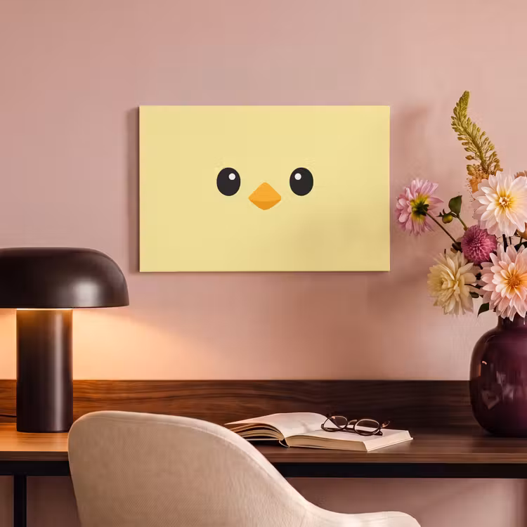 Canvas schilderij - Kuiken - Vrolijk - Geel - Minimalistisch — 6