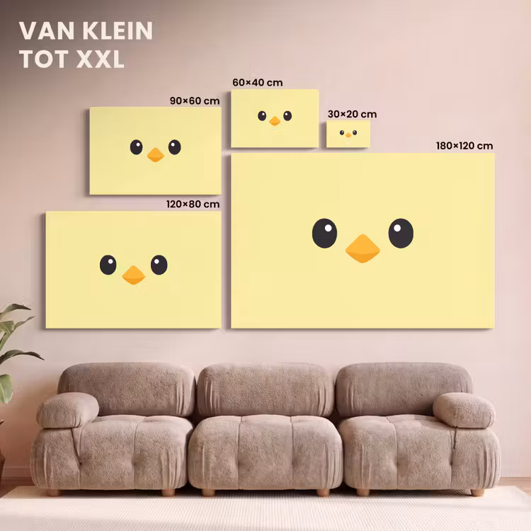 Canvas schilderij - Kuiken - Vrolijk - Geel - Minimalistisch — 8
