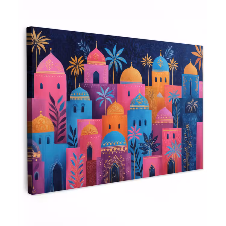 Canvas schilderij - Kleurrijke gebouwen - Avondlicht - Islamitisch — 1