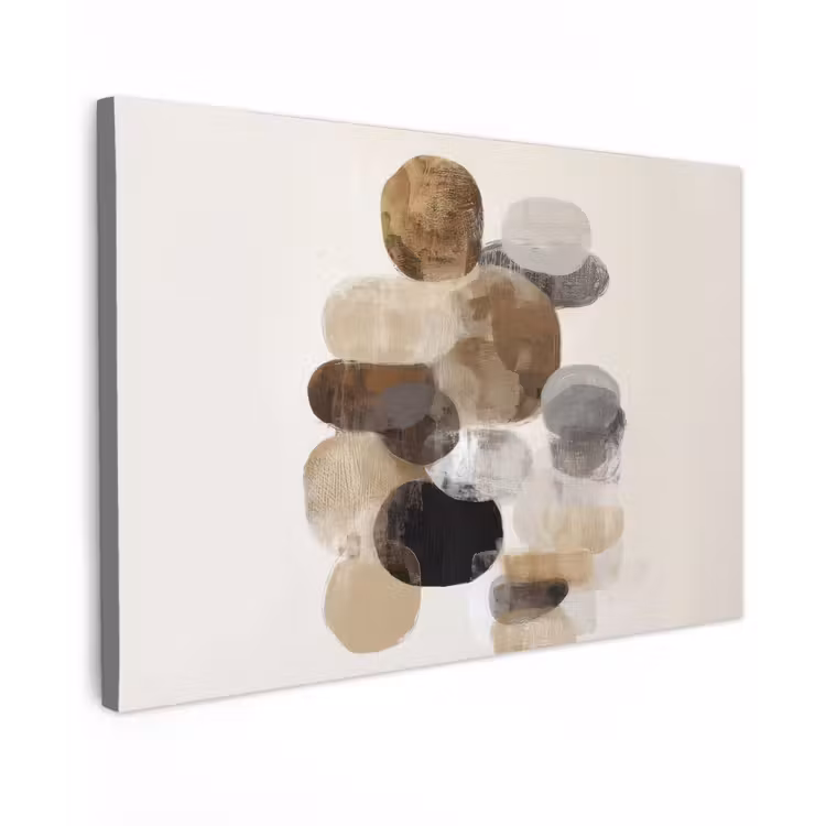 Canvas schilderij - Ovaal - Kleurvlakken - Penseelstreken — 1