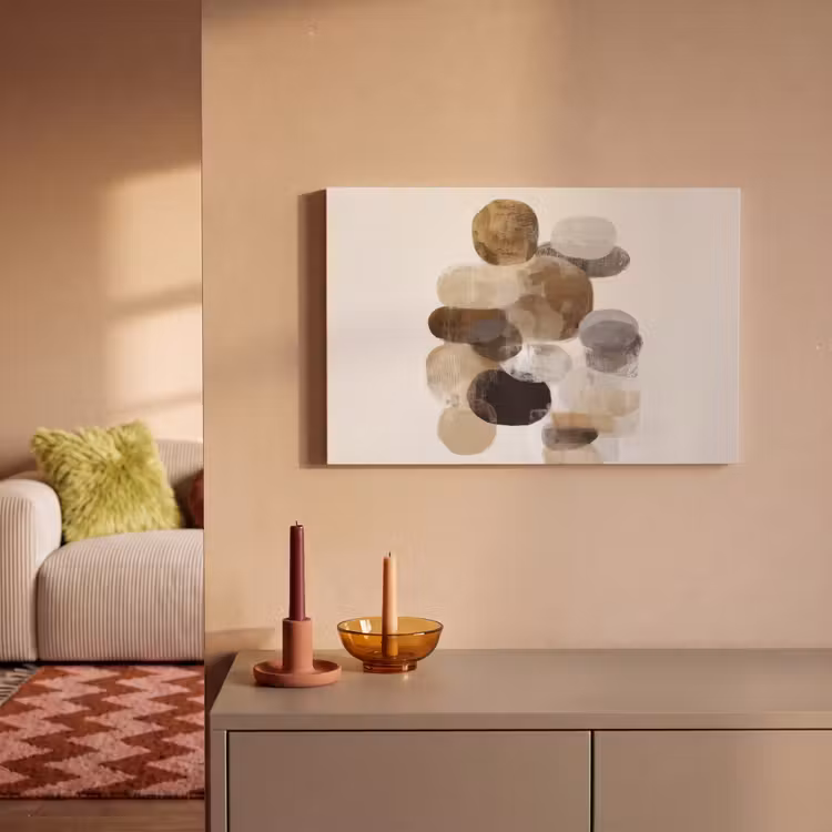 Canvas schilderij - Ovaal - Kleurvlakken - Penseelstreken — 2