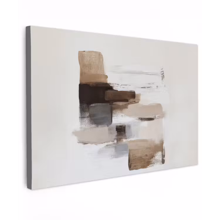 Canvas schilderij - Penseelstreken - Balans - Beige - Bruin — 1