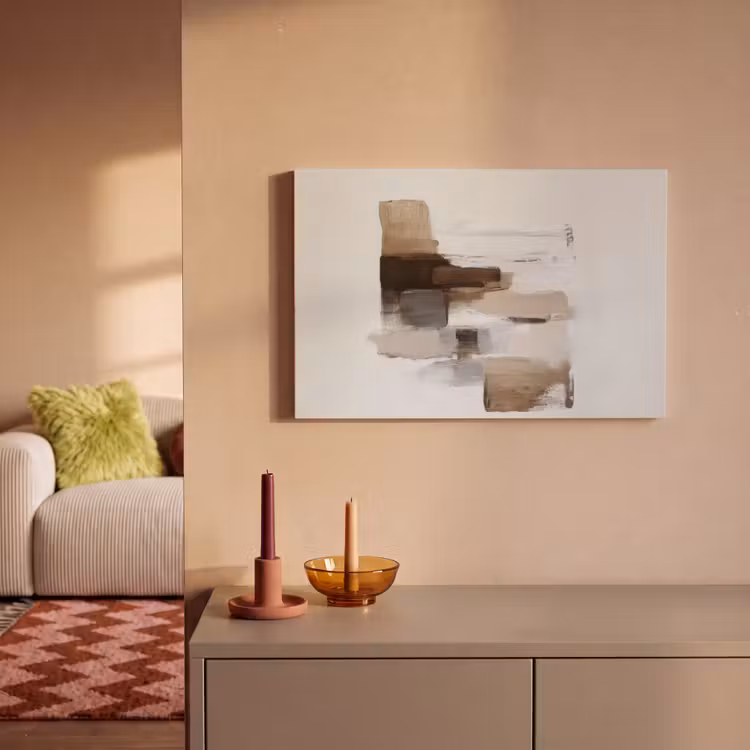 Canvas schilderij - Penseelstreken - Balans - Beige - Bruin — 2