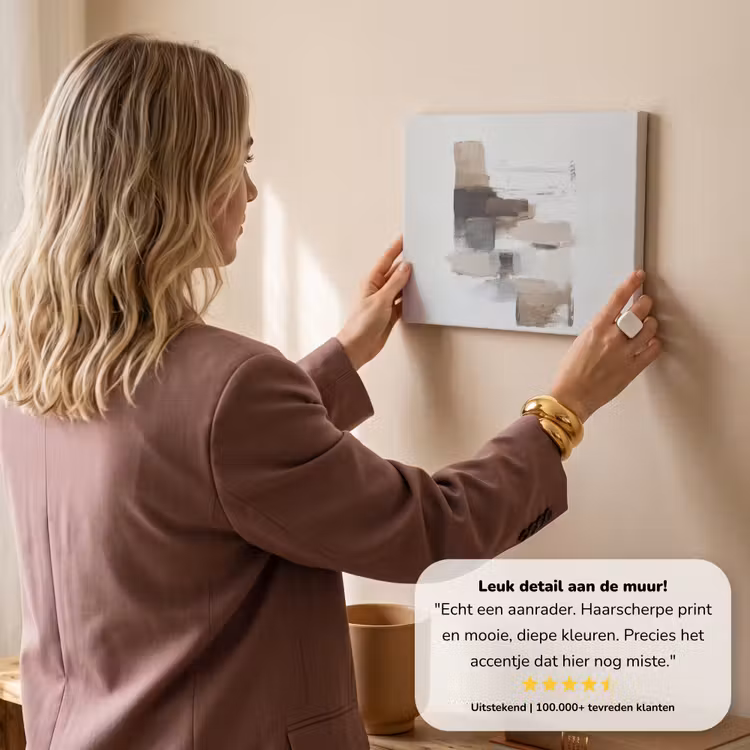 Canvas schilderij - Penseelstreken - Balans - Beige - Bruin — 3