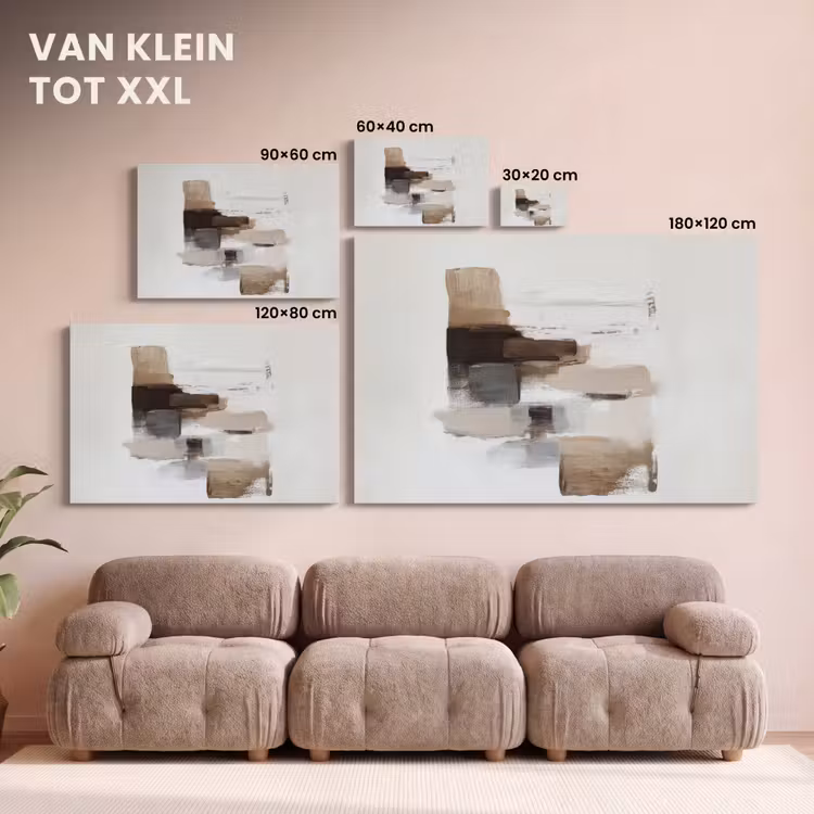 Canvas schilderij - Penseelstreken - Balans - Beige - Bruin — 8