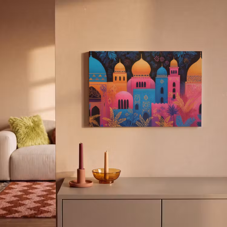 Canvas schilderij - Kleurrijk - Stad - Nacht - Islamitisch — 2
