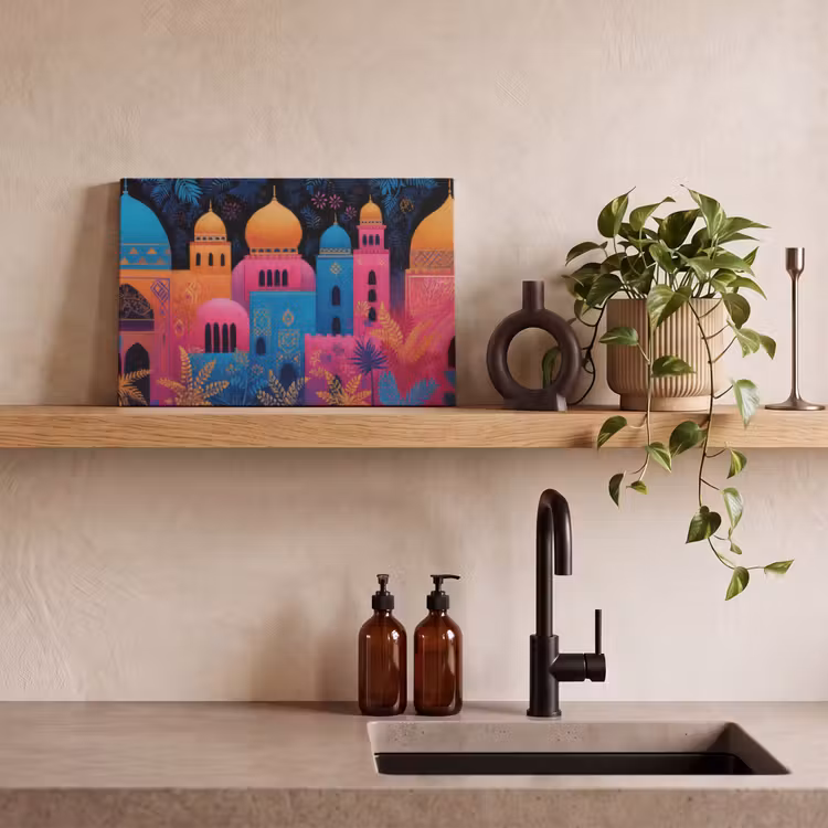 Canvas schilderij - Kleurrijk - Stad - Nacht - Islamitisch — 4