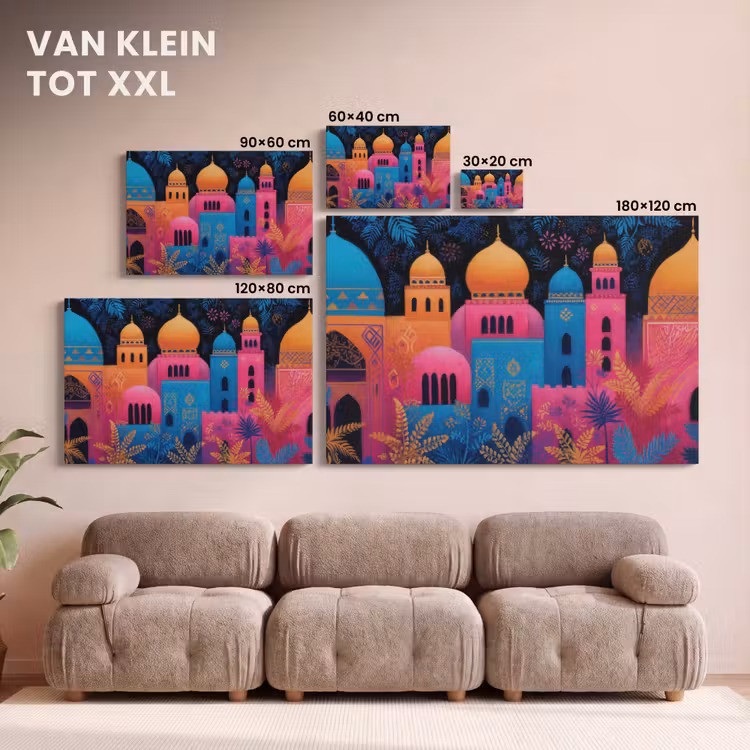Canvas schilderij - Kleurrijk - Stad - Nacht - Islamitisch — 8